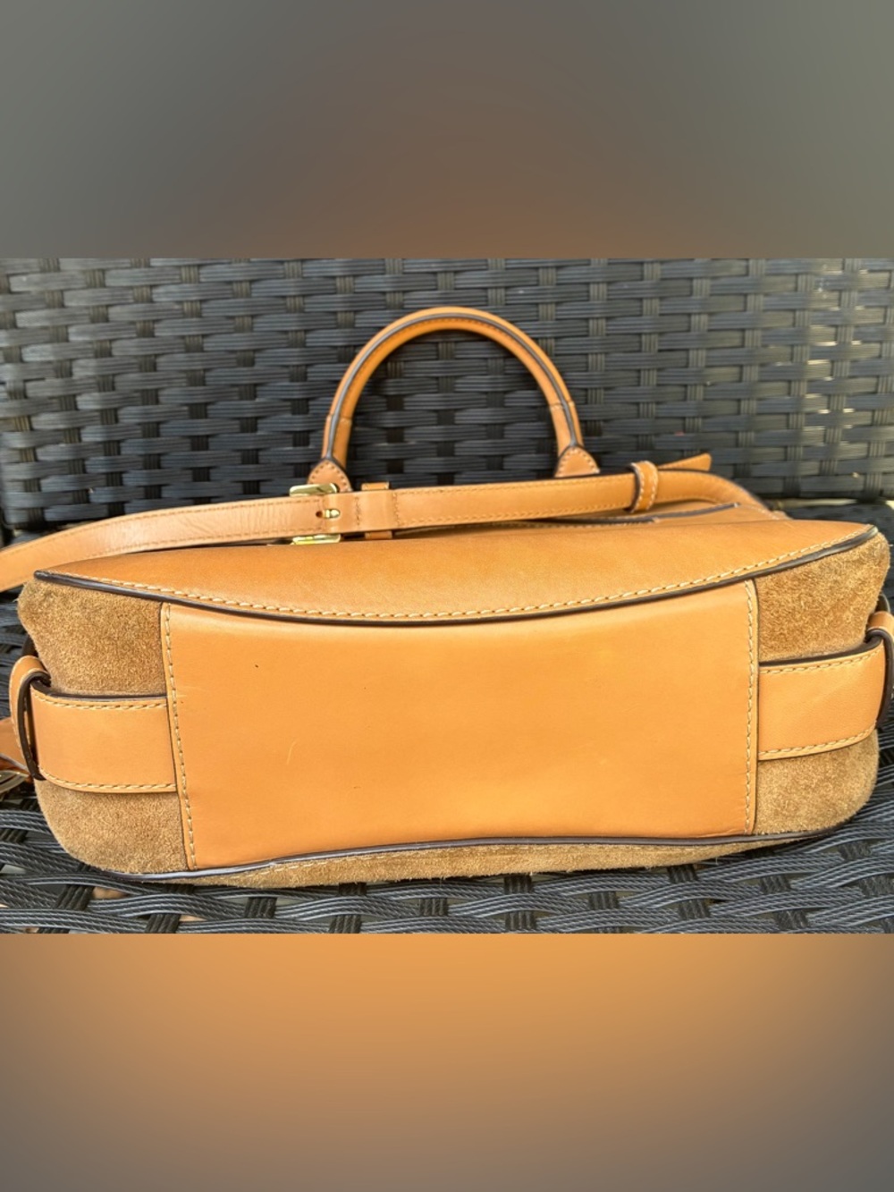 Michael Kors Suede Satchel with Tan Leather Trim - Picture 15 of 16